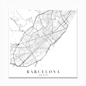 Barcelona Spain Street Map Minimal Square Canvas Print