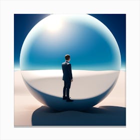 Businessman Standing On A Sphere 1 Canvas Print
