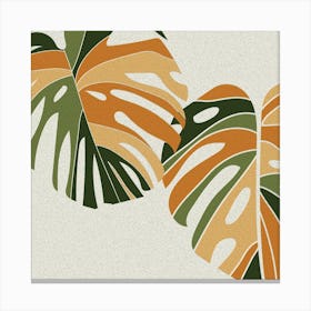 Monstera Leaves Plants Leaves Monstera Boho Retro Boho Bohemian Canvas Print