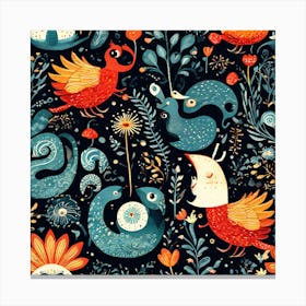 Playful And Whimsical A Pattern Featuring Whimsical Creatures Playful Patterns And A Touch Of Mag 83495671 (3) Canvas Print