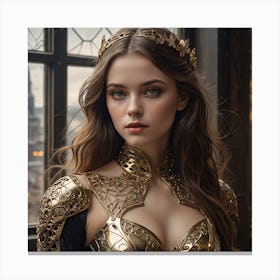 Young Woman In A Golden Costume Canvas Print