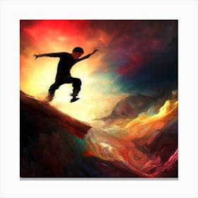 Skateboarder In The Sky Canvas Print