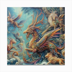 Dragons In The Water Canvas Print