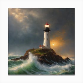 Lighthouse oil painting #1 Canvas Print