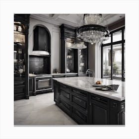 Black And White Kitchen 1 Canvas Print