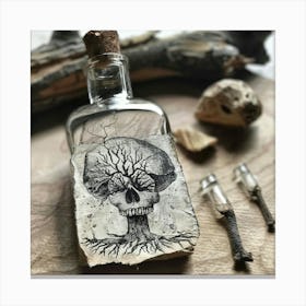 Skull In A Bottle Canvas Print