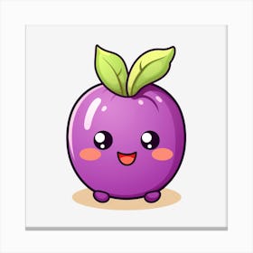 Kawaii Purple Apple Canvas Print