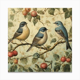 Three Bluebirds Art Canvas Print