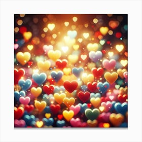 Colorful Hearts Background Canvas Print