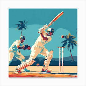 Cricket Player In Action 2 Canvas Print