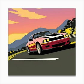 Sports Car Driving Down The Road Canvas Print