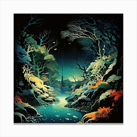 Forest At Night Canvas Print