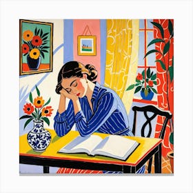 Woman Reading A Book 30 Canvas Print