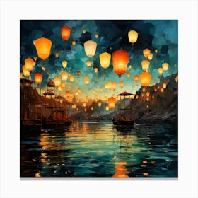 Paper Lanterns In The Sky 3 Canvas Print