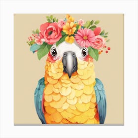 Floral Baby Parrot Nursery Illustration (41) Canvas Print