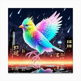 Colorful Bird In The Rain Canvas Print