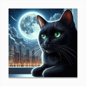 Black Cat In The Window 3 Canvas Print