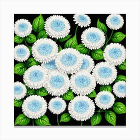 Blue And White Chrysanthemums 2 Canvas Print