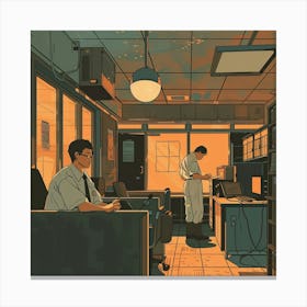 Man Working In An Office Canvas Print