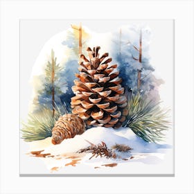 Pine Cones In The Snow 1 Canvas Print