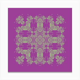 Ornate Motif Violet And Green  Canvas Print