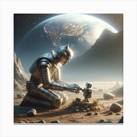 Robot In Space Canvas Print