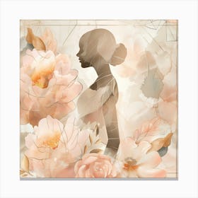 Portrait Of A Woman With Flowers 3 Canvas Print