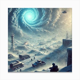 A Futuristic Sci Fi Depiction Of A Snowstorm Creat Canvas Print