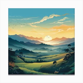 Landscape At Sunset Canvas Print