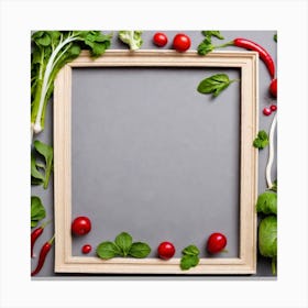 Vegetable Frame On Gray Background Canvas Print