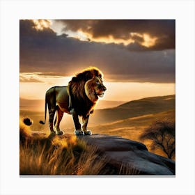 Lion At Sunset 6 Canvas Print