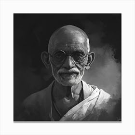 Gandhi Dark Black and White Canvas Print