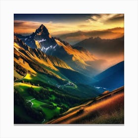 Sunset Over The Alps Canvas Print