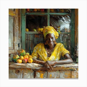 Woman Selling Fruit Canvas Print