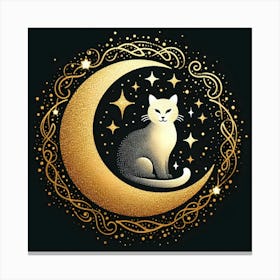Cat On The Crescent Canvas Print
