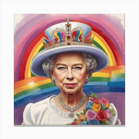 Queen Elizabeth Platinum Jubilee Rainbow Art Print 3 Canvas Print