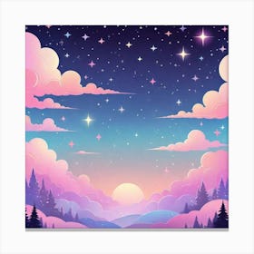 Sky With Twinkling Stars In Pastel Colors Square Composition 97 Canvas Print
