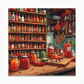 Hot Sauce Kitchen Kitchen Art Print (3) Canvas Print