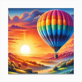 Hot Air Balloon At Sunset Canvas Print