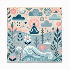 Calming Mental Health Illustration for Relaxation and Mindfulness – Peaceful Nature Art Canvas Print