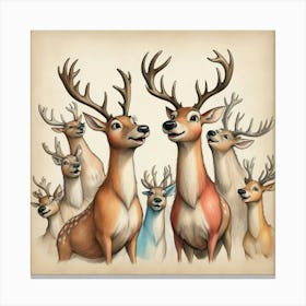 Deer Family Canvas Print