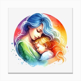 Mother And Child - Watercolor Mothers Day 1 Canvas Print