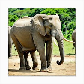 Elephants In The Wild 6 Canvas Print