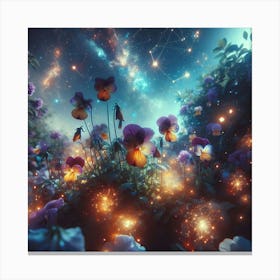 Flowers In The Night Sky Canvas Print