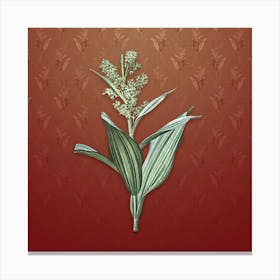 Vintage False Helleborine Botanical on Falu Red Pattern Canvas Print