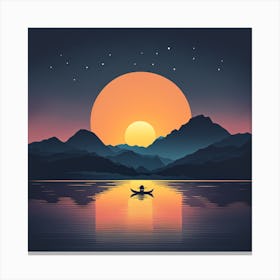 Sunset In A Canoe Canvas Print