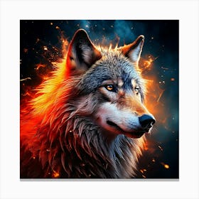 Firefly Majestic Wolf Surrounded By Fiery And Electric Sparks 33046 Canvas Print