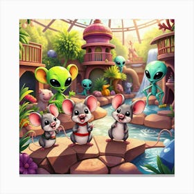 Aliens In The Jungle Canvas Print