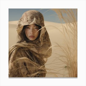 Asian Woman In The Desert Canvas Print