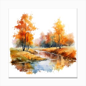 Watercolor Autumn Landscape 8 Canvas Print